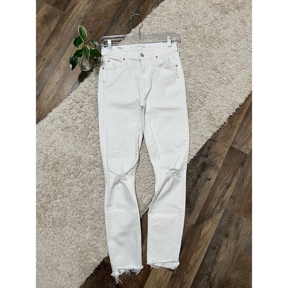 MOTHER Little Miss Innocent Stunner Raw Step Hem Fray Distressed Skinny Jeans - Picture 2 of 9